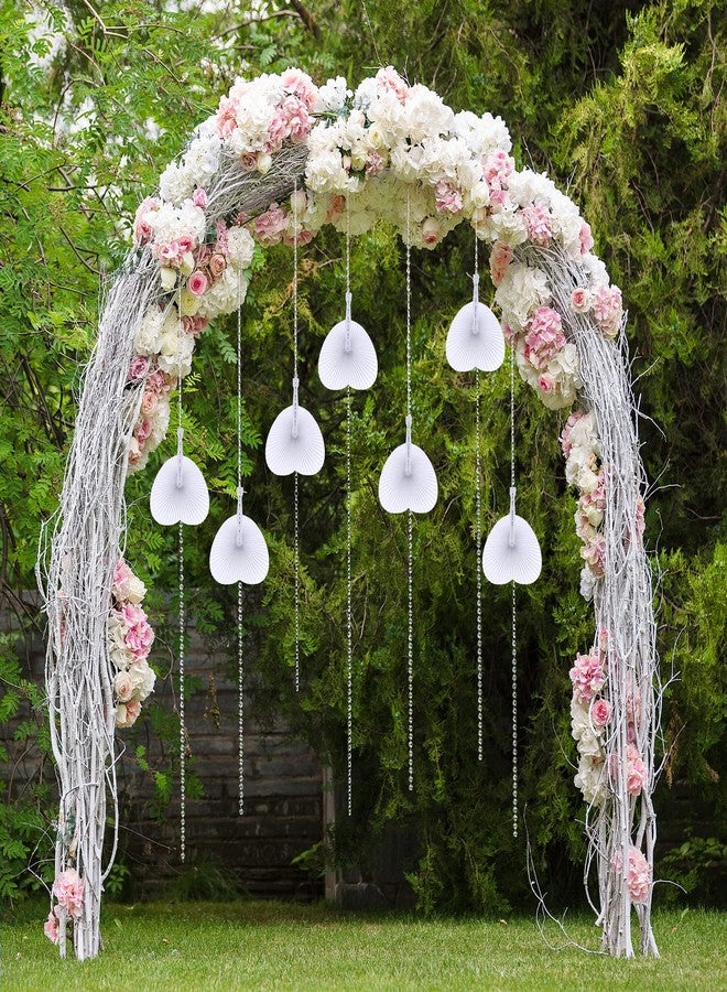 Aodaer 100 Pack Heart Shaped Folding Fans White Paper Fans Handheld Fans with Plastic Handles for Party, Wedding, Anniversary Decoration - Image 4